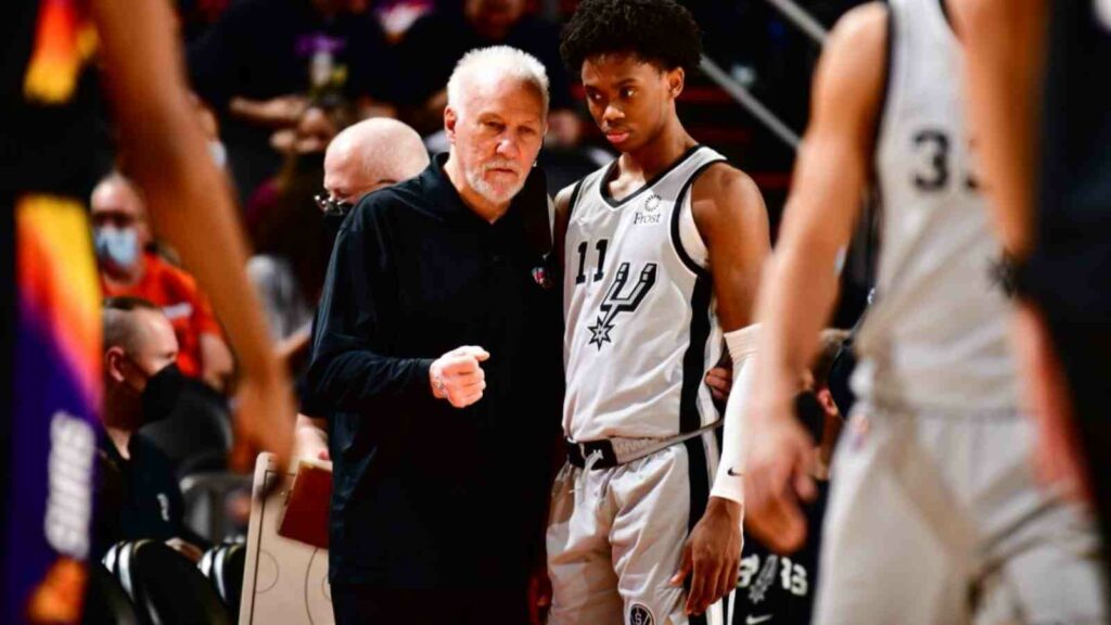 Josh Primo and Gregg Popovich