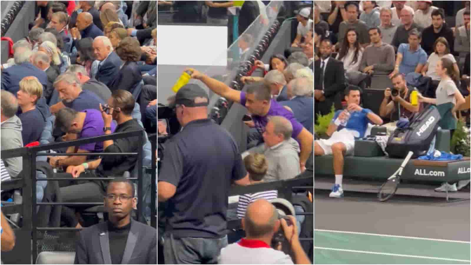 WATCH: “The anti-vaxxer isn’t too bothered about what he puts in his body after all” Fans criticize Novak Djokovic after a shady video of him receiving a drink from coaches goes viral