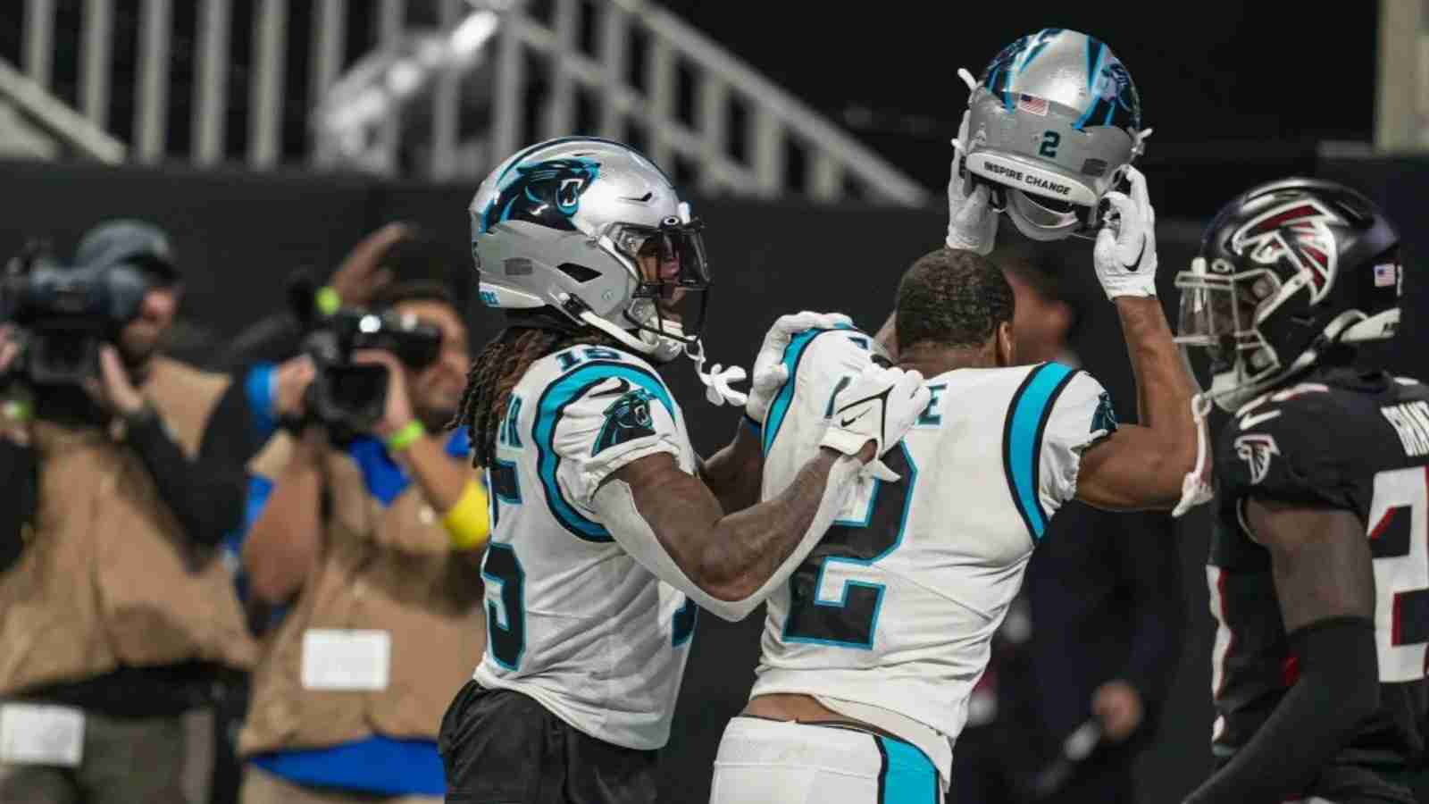 “Wasn’t in the field of play” Perry Fewell affirms there were no rules broken by Panthers WR DJ Moore for helmet-removing celebration according to a loophole