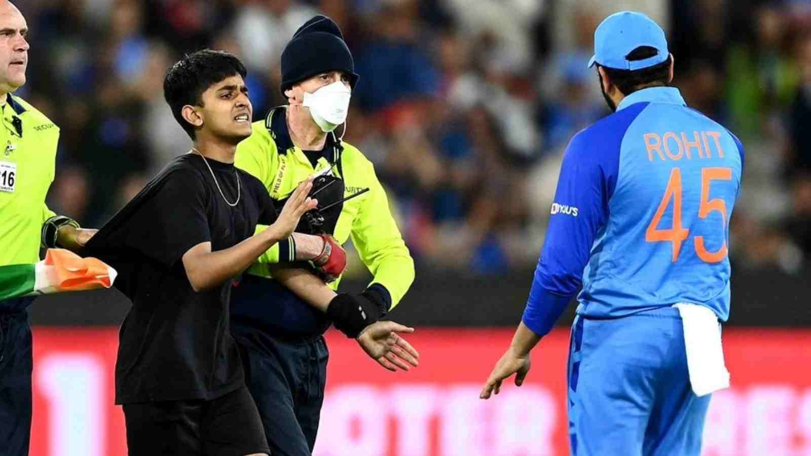 WATCH: Fan invades pitch to meet Rohit Sharma; slapped Rs 6.5 Lakhs