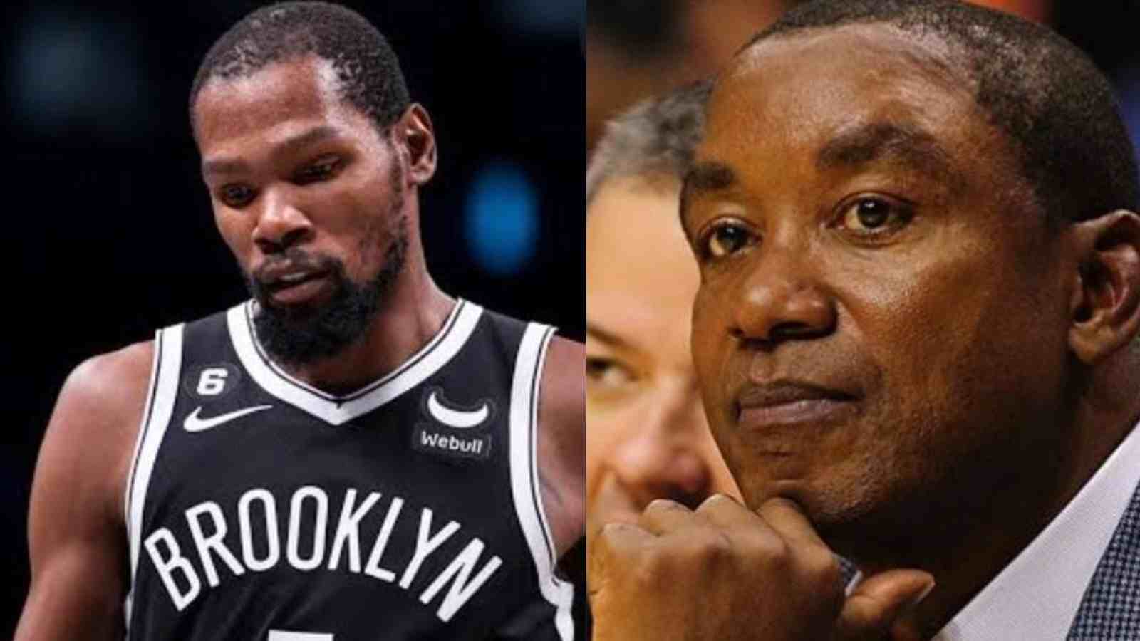 “Delete your account bro. It’s over lol” Isiah Thomas claps back on a fan calling him a ‘bum’ for shading Kevin Durant’s dominance, Twitter reacts