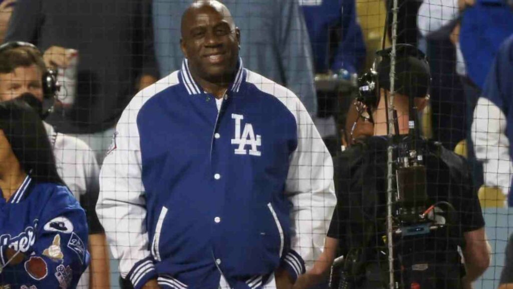 Magic Johnson at an LA Dodgers game