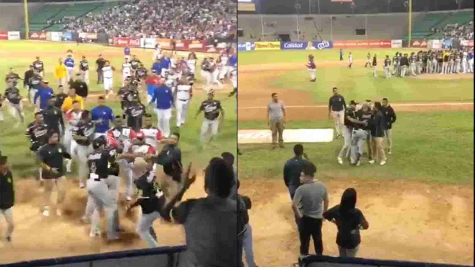 WATCH: Baseball Winter League Game turned into a MAMMOTH brawl festival as punches and bottles get thrown over