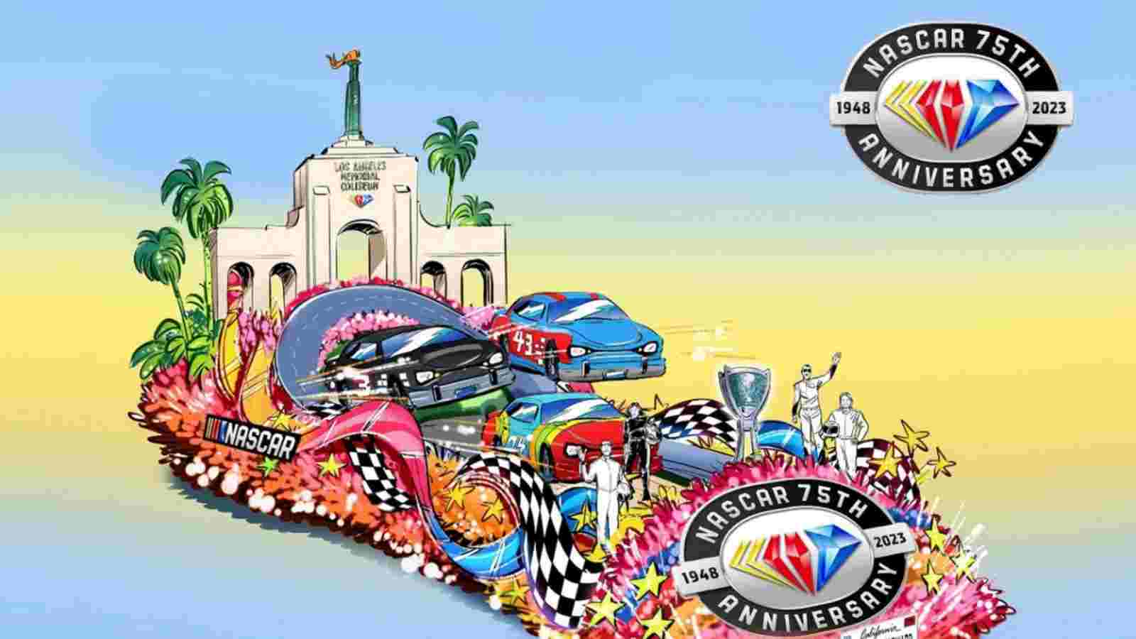 “Make sure there’s a rainbow car on the real version,” Twitter reacts to the NASCAR kicking off its 75th Anniversary edition with Pasadena Rose Parade entry