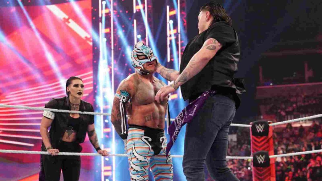 Dominik Mysterio attacking his father, Rey, on Monday Night Raw