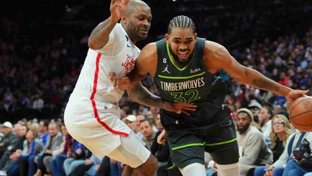 Karl Anthony Towns guarded by PJ Tucker