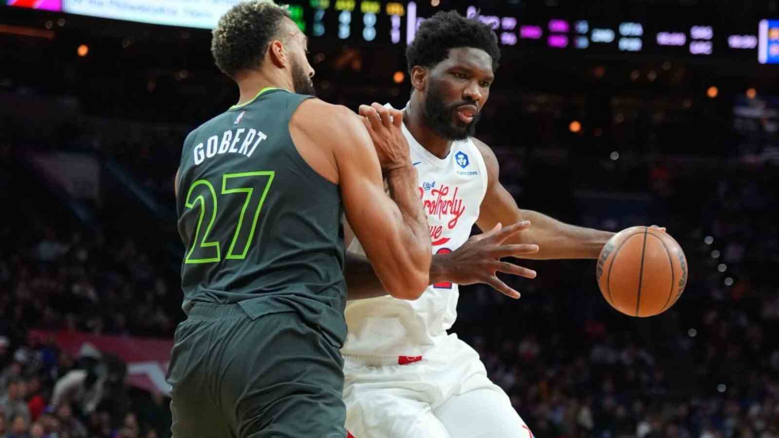 Watch: Joel Embiid gets sent to the FT line despite throwing an elbow on Rudy Gobert