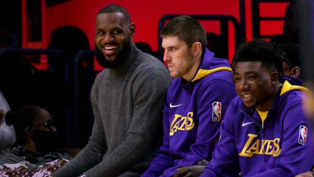 LeBron James on the bench