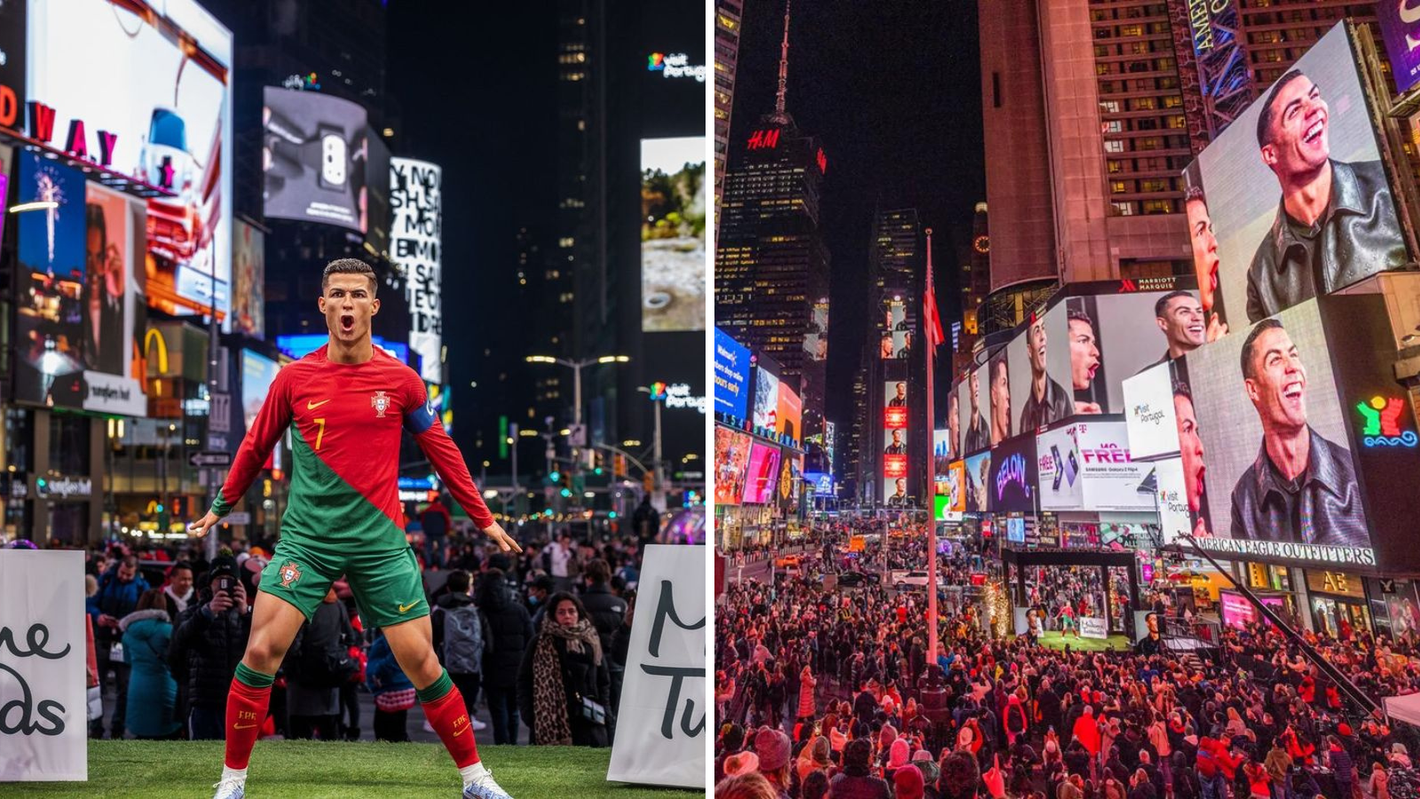 Cristiano Ronaldo takes over Time Square billboards to unveil his Madame Tussauds wax statue