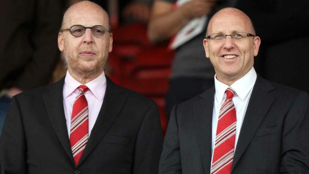 Avram Glazer(left) and Joel Glazer(right) at the stands during a Manchester United match.