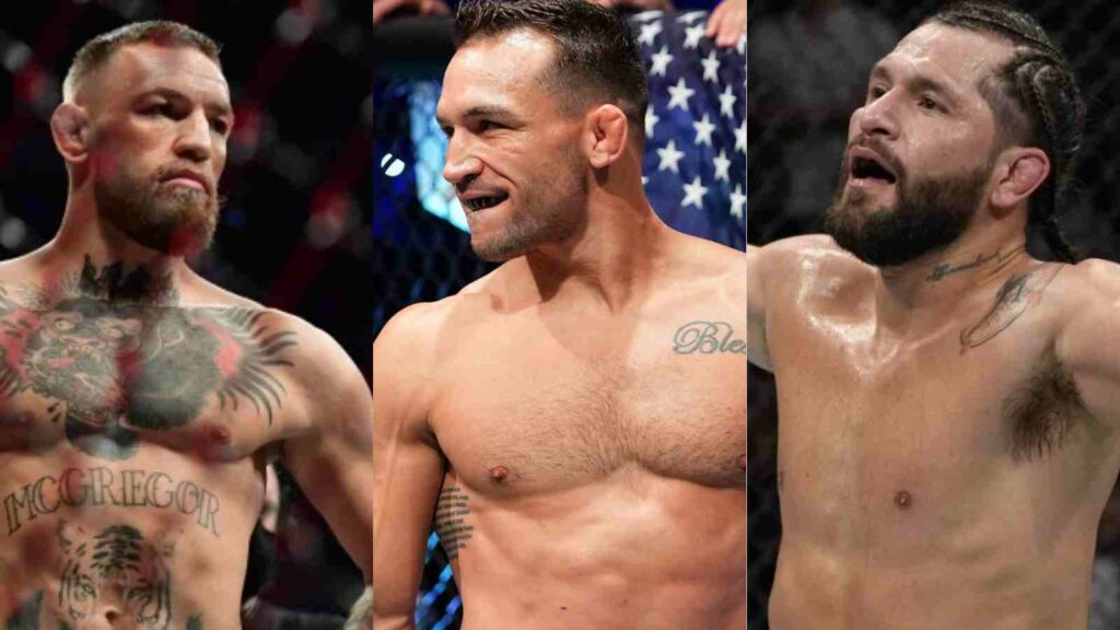 Could a Conor McGregor (L) or Jorge Masvidal fight (R) be on the cards for Michael Chandler (C) (Image Courtesy - (L) MMAJunkie, (R) and (C) MMAFighting 