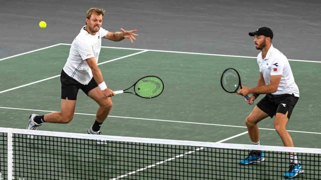 Kevin Krawietz and Tim Puetz in action at the 2022 Davis Cup