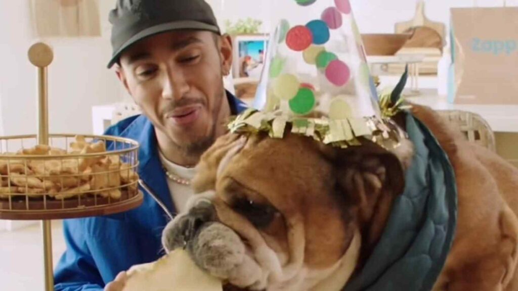 Lewis Hamilton and Roscoe take part in an adorable commercial