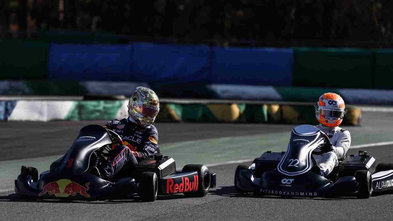 “5 seconds penalty”- Fans get flashbacks as Max Verstappen violates track limits while racing against Yuki Tsunoda on Honda Racing Thanks Day 2022