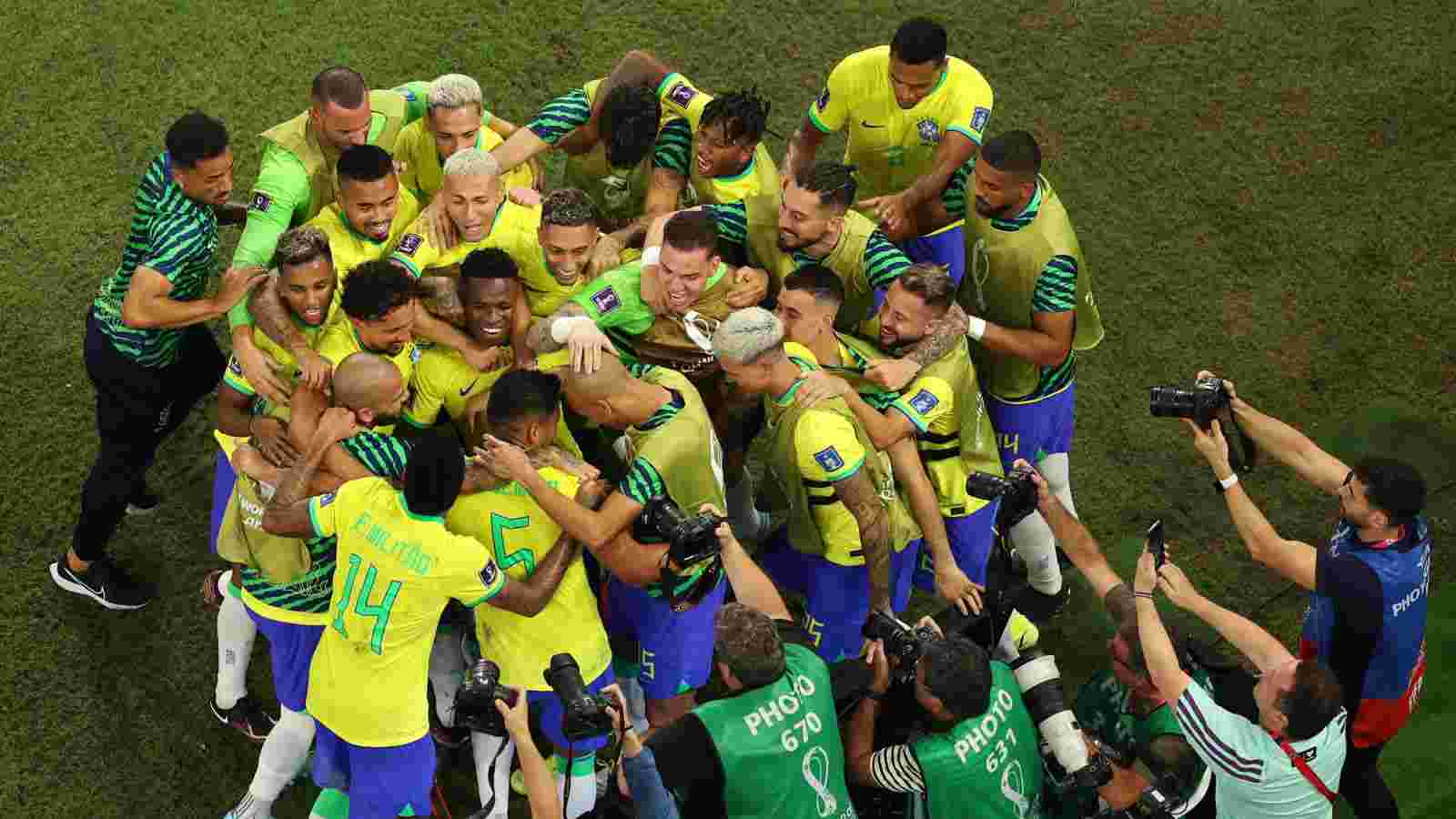 Watch: Brazil’s Weverton carries injured Danilo to celebrate Casemiro’s late goal versus Switzerland at the 2022 FIFA World Cup