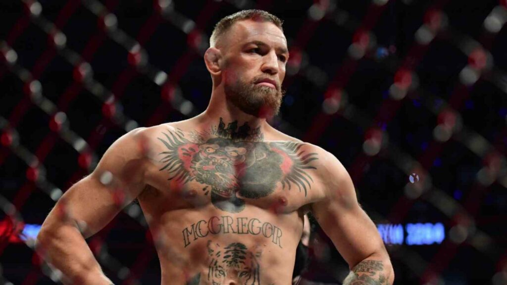 Conor McGregor in the octagon before his Dustin Poirier fight [Image Courtesy - Yahoo Sports]