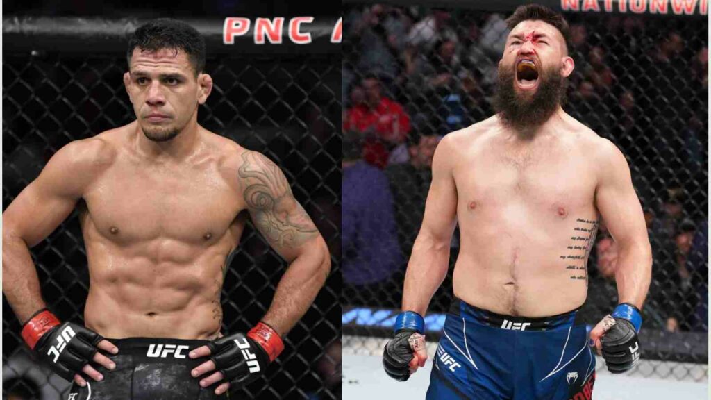 Rafael dos Anjos (L) faces Bryan Barbarena  (R) this weekend [Image courtesy - Bleacher report (L) and MMA Fighting (R)]