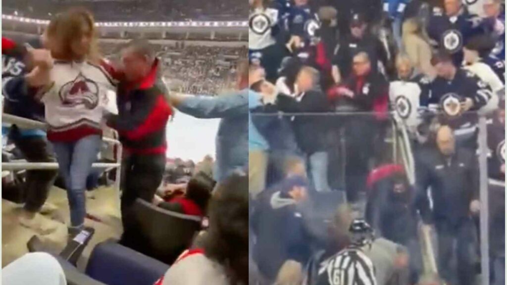 Fan brawl Jets vs Avalanche game [Image Credit: New York Post]