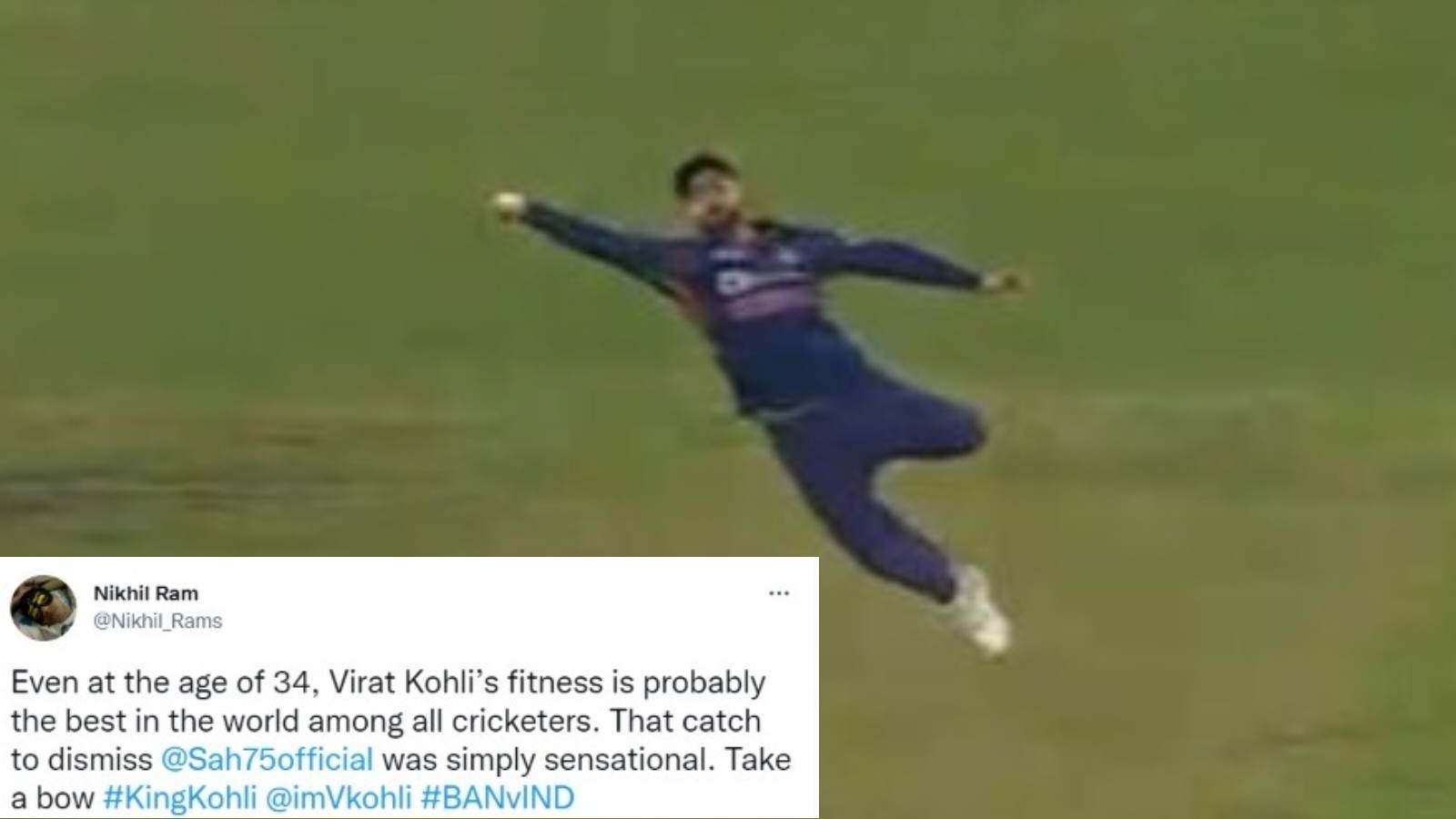 “Catch ka badla catch se!”- Twitter reacts as Virat Kohli plucks one-handed stunner to dismiss Shakib Al Hasan