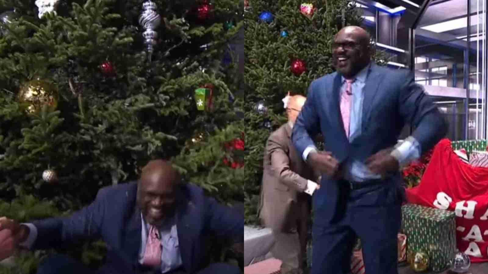 “Big a** fell down like Godzilla” – Shaquille O’Neal leaves fans in splits as he hilariously falls into Christmas tree on the “best sports show”