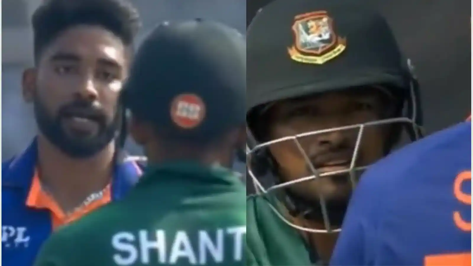 WATCH: Mohammed Siraj walks up to Najmul Shanto to sledge him; Shanto gives a befitting reply with a boundary