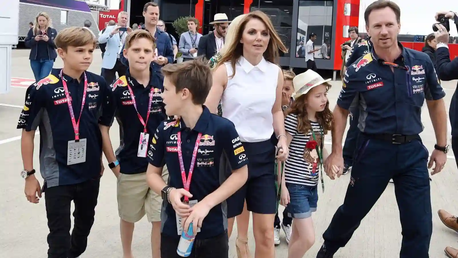 Geri Horner and Christian Horner with their children 