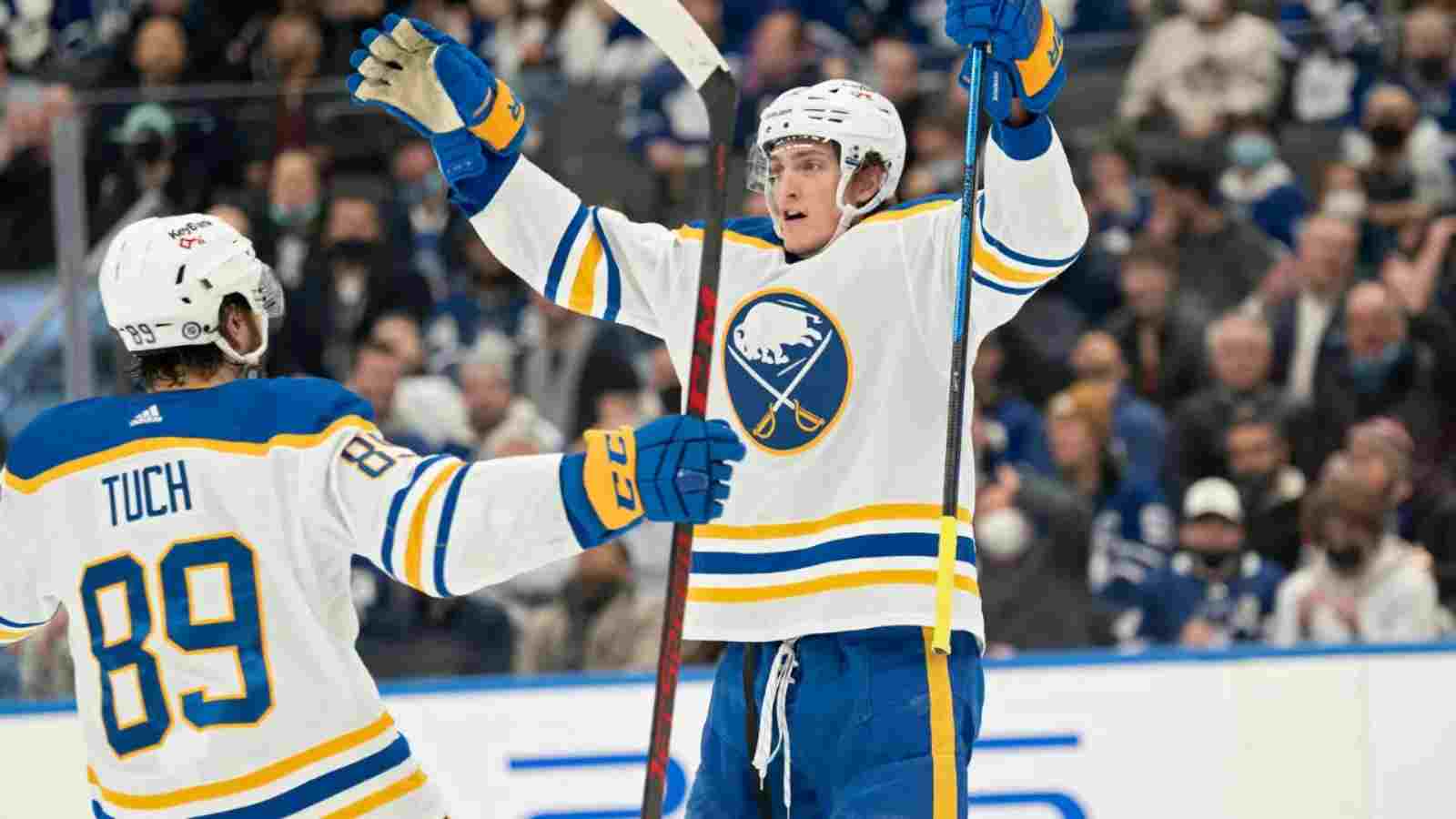 <strong></noscript>WATCH: Tage Thompson feeling “hungrier” creating UNBELIEVABLE 5-goal streak against Blue Jackets, NHL Twitter reacts</strong>