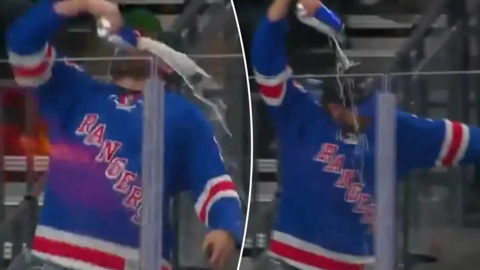 <strong></noscript>WATCH: Rangers fan caught on National TV as he TOPPLES beer in SNAZZY manner</strong>