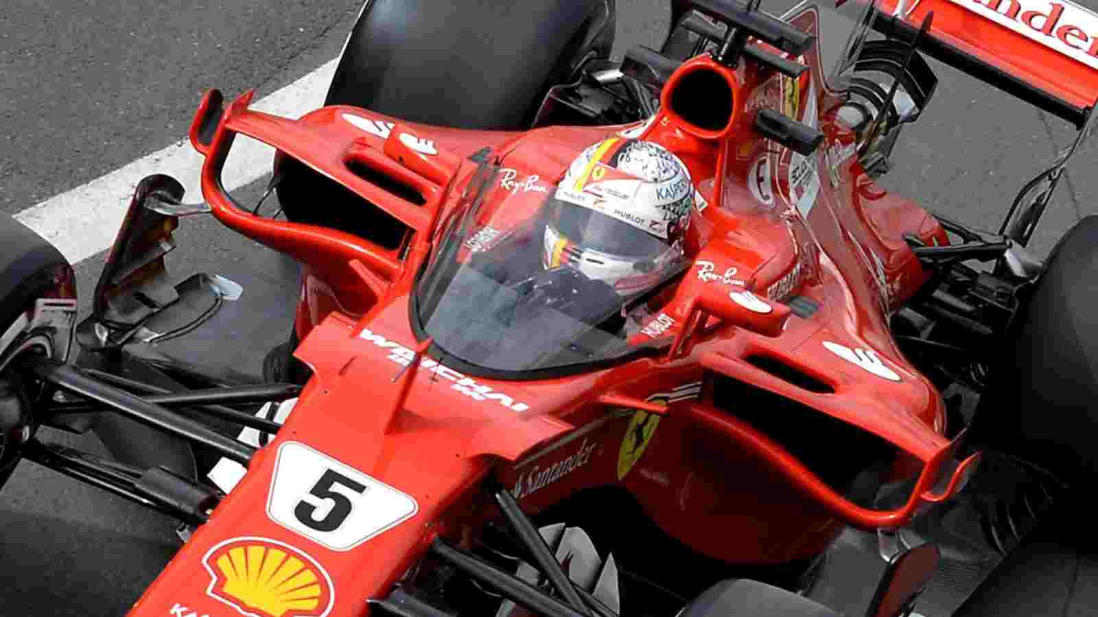 When Sebastian Vettel tested out the cockpit shield as the FIA considered alternatives to the halo