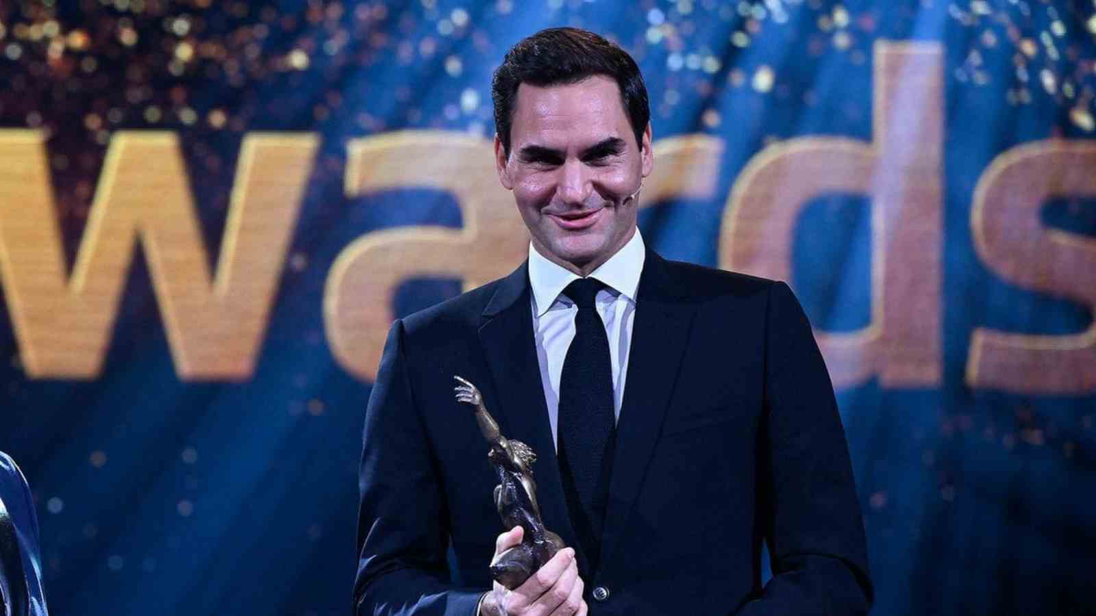 Roger Federer receives a standing ovation after being bestowed with the prestigious Swiss Honorary Sports Award