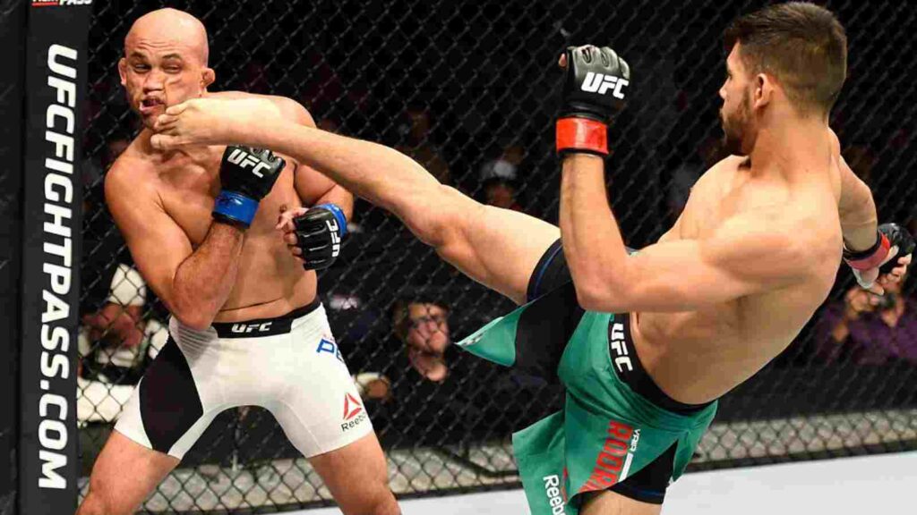 Yair Rodriguez (R) en route his win against BJ Penn (L) [Image Source - UFC]