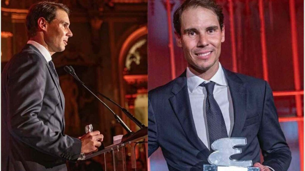 Rafael Nadal with the Esquire Man of the Year award(Image: Screenshot taken from his official Instagram account)