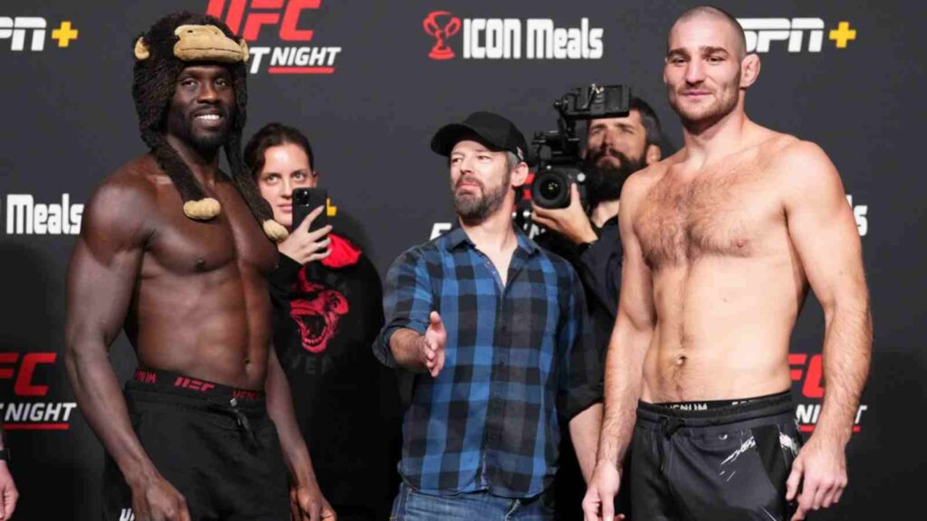 Jared Cannonier and Sean Strickland (L,R) face off before their fight [Image Source - CBS Sports]