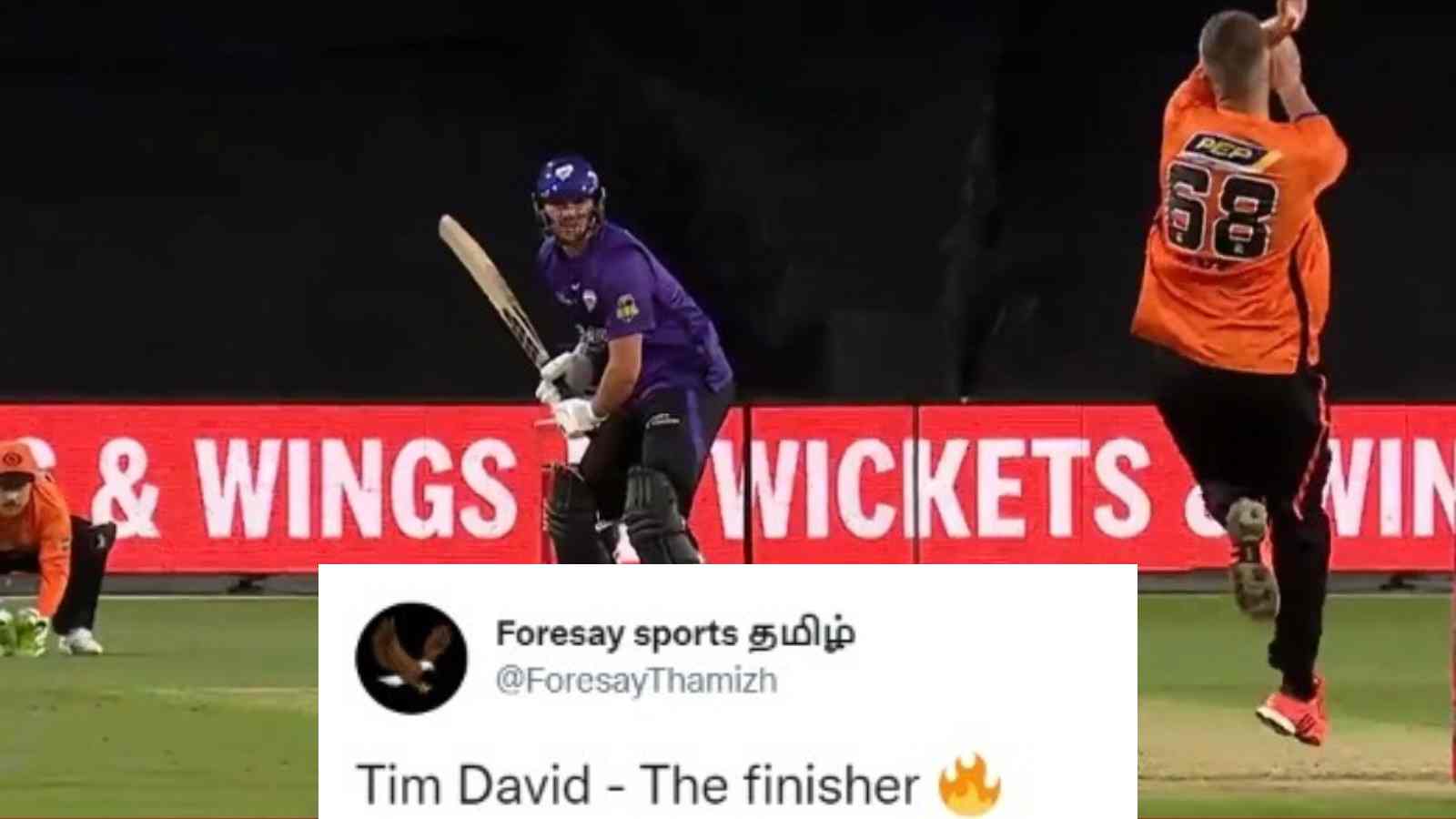 “Tim David is the saviour!”- Twitter reacts as Hobart Hurricanes reach a commanding total courtesy of Tim David’s carnage