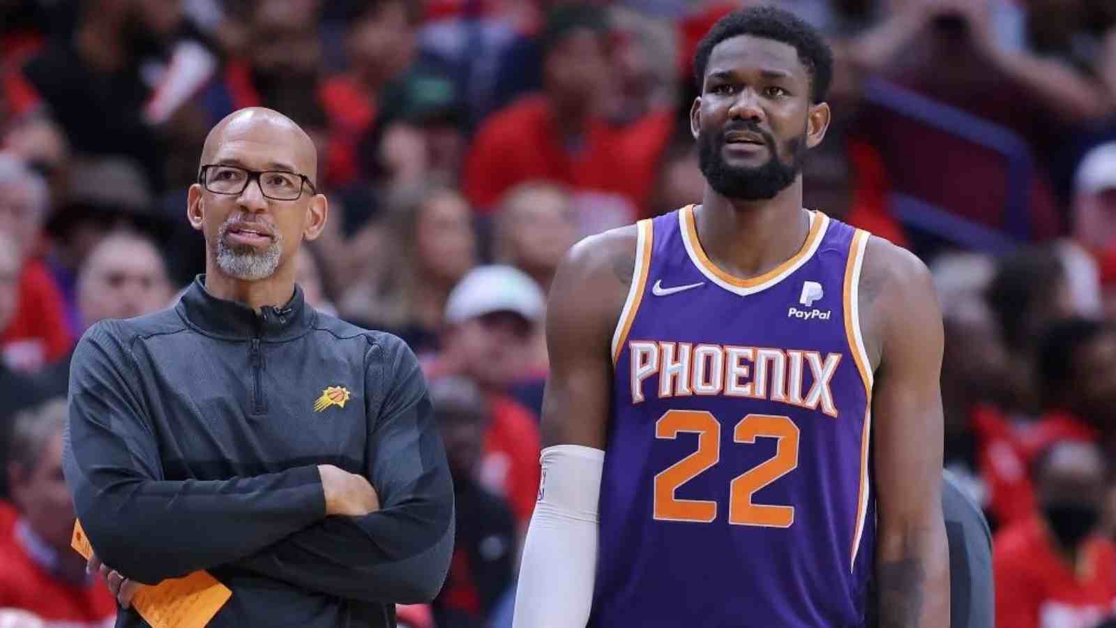 WATCH: Deandre Ayton and Coach Monty Williams of the Phoenix Suns have a heated exchange during a time-out