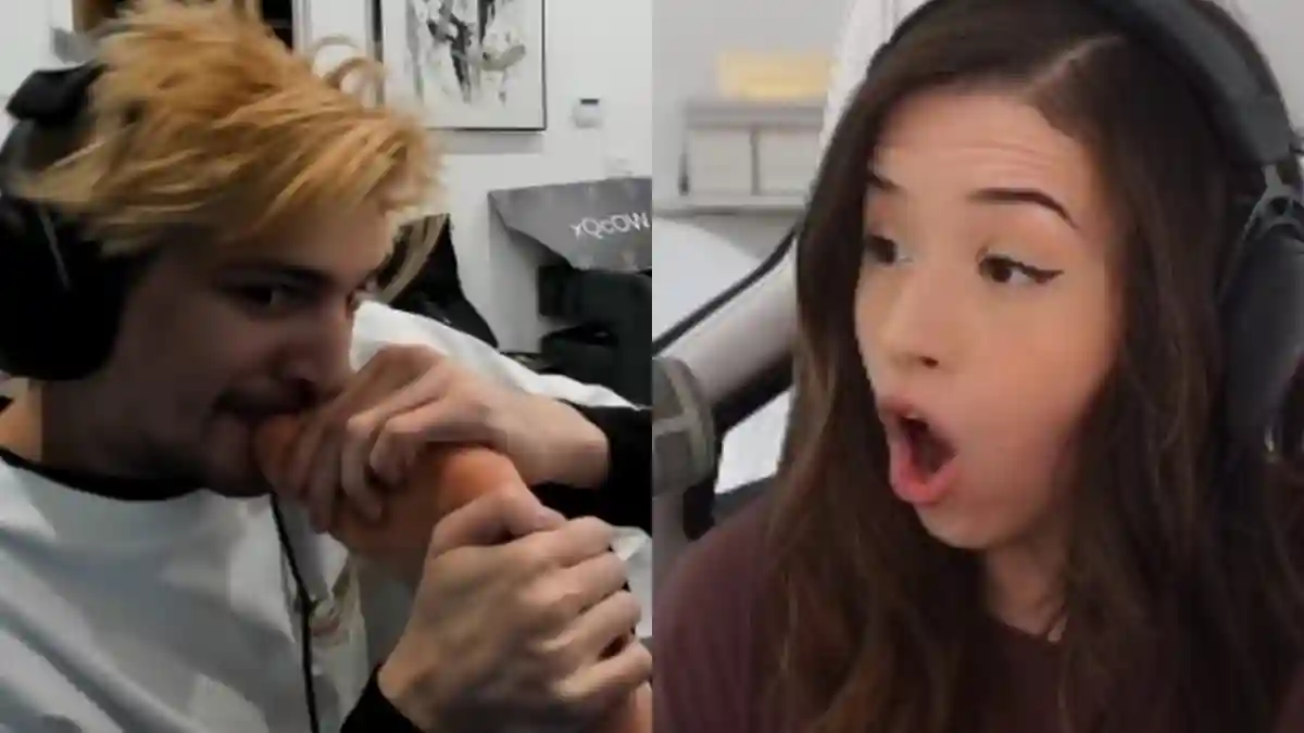 Pokimane screams in disgust to see xQc chewing his toenails on Twitch livestream