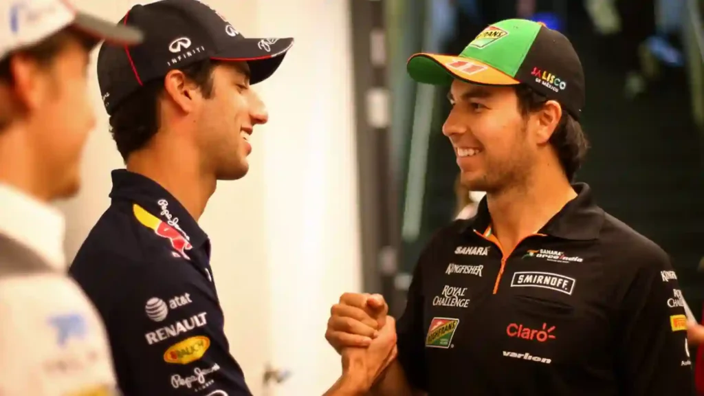 Daniel Ricciardo (L) Sergio Perez (R)