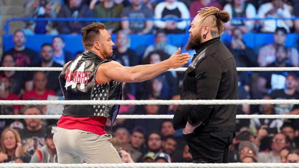 LA Knight slapping Bray Wyatt